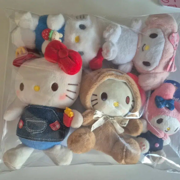 [BUNJANG] Sanrio Hello Kitty & My Melody Keychain Bundle Set / 키티 마이멜로디 키링 5개 일괄