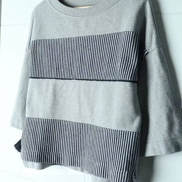 [BUNJANG] Lucky Chouette Striped Sweatshirt (Women's) / W(F) 럭키슈에뜨 맨투맨 티셔츠 스트라이프 그레이 스웻-H34431