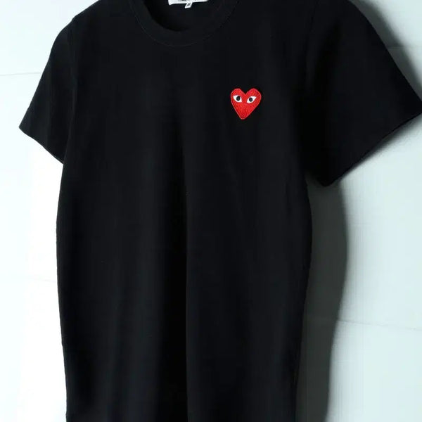 [BUNJANG] Comme des Garçons Heart Logo Black Half Sleeve T-shirt / W(M) 꼼데가르송 반팔 티셔츠 하트로고 블랙 놈코어-H34440