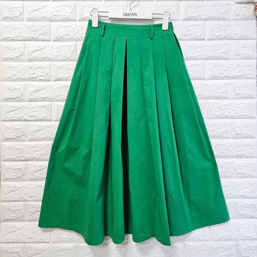 [BUNJANG] Green Half-Banded Long Skirt / 그린 밴딩 롱스커트