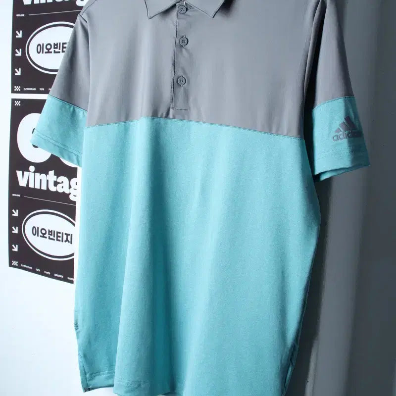 [BUNJANG] Adidas Color-Blocked Performance Short-Sleeve Polo T-Shirt H34443 / (M-L) 아디다스 반팔 카라 티셔츠 새상품 기능성 배색-H34443