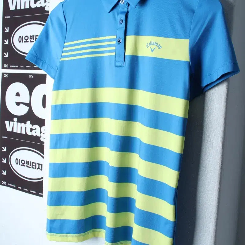 [BUNJANG] Callaway Men's Short Sleeve Polo Golf T-Shirt with Functional Stripes / W(M) 캘러웨이 반팔 카라 티셔츠 골프 기능성 스트라이프-H34448