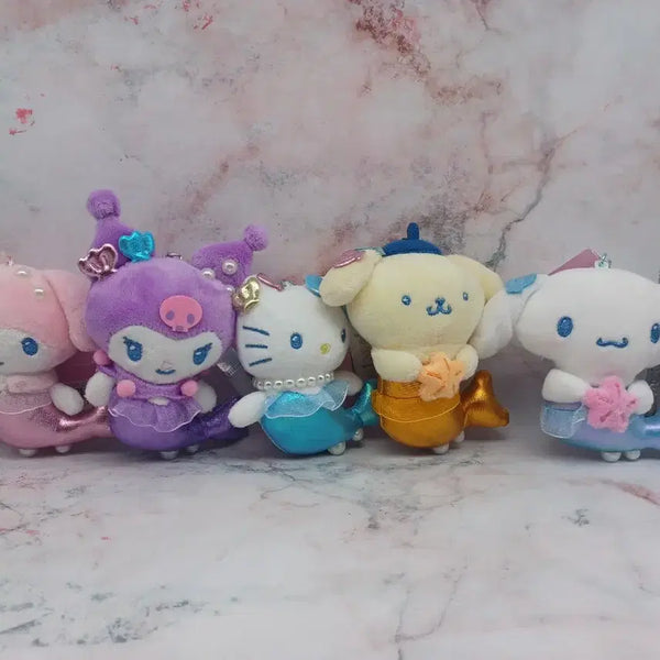 [BUNJANG] Sanrio Mermaid Keychain Plush 5-Set Bundle / 일괄) 산리오 인어 키링인형 5종 세트