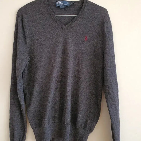 [BUNJANG] Polo Ralph Lauren Grey V-Neck Knit Sweater / 폴로 랄프로렌 브이넥 니트