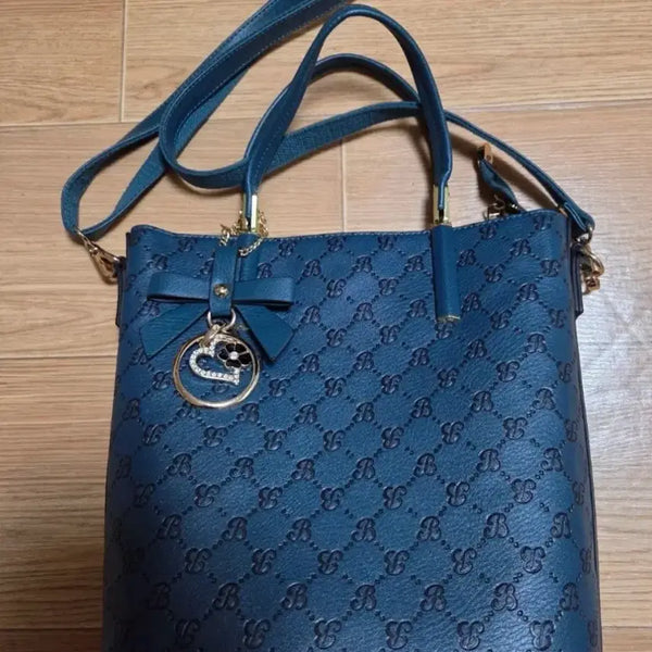 [BUNJANG] Women's Tote Bag Shoulder Bag Combo Dark Blue / 여성 토트백 숄더백 겸용 짙은 청색