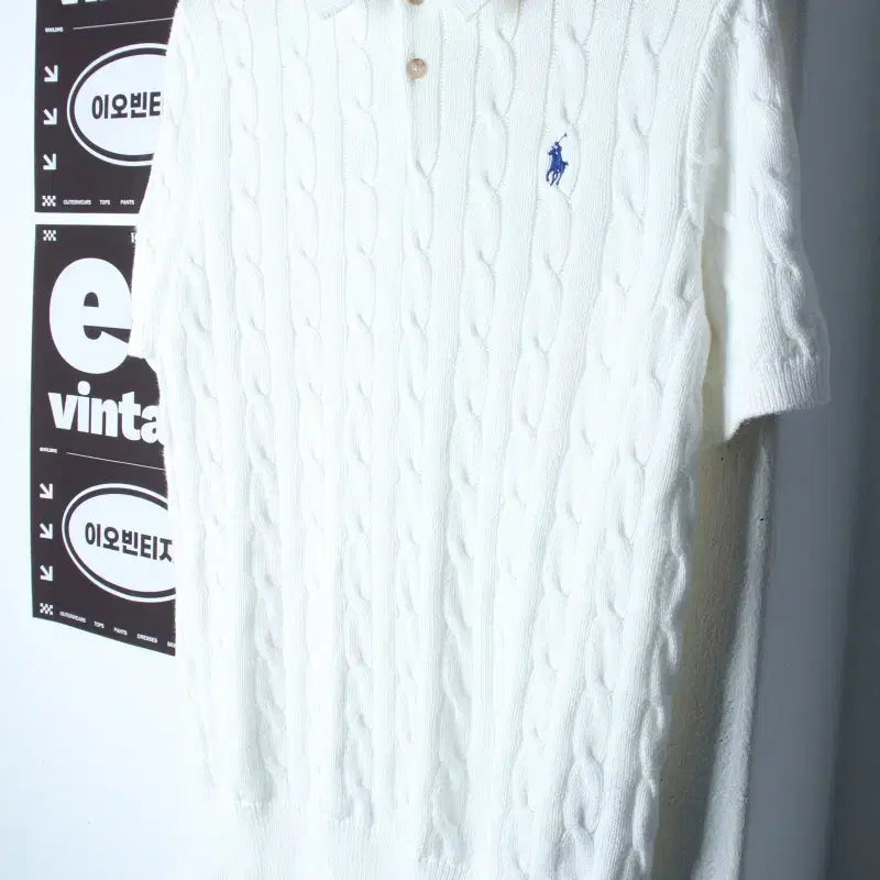 [BUNJANG] Polo Ralph Lauren Short Sleeve Knit Polo T-Shirt / (S-M) 폴로 랄프로렌 반팔 카라 티셔츠 니트 케이블-H34452
