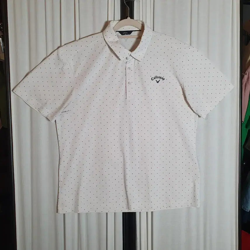 [BUNJANG] Callaway Golf Men's Short Sleeve Polo Shirt White Dot Pattern Size 105 / 캘러웨이 골프 반팔 카라티 105사이즈 2508668