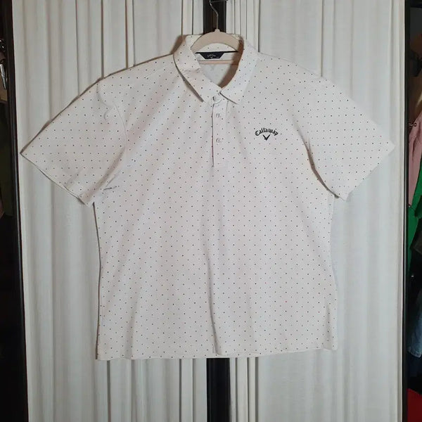 [BUNJANG] Callaway Golf Men's Short Sleeve Polo Shirt White Dot Pattern Size 105 / 캘러웨이 골프 반팔 카라티 105사이즈 2508668