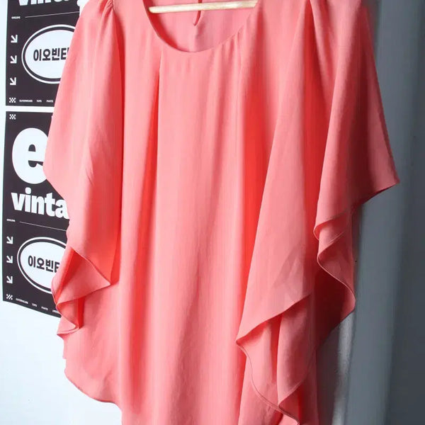 [BUNJANG] W Casual Short-Sleeve Shirt / W(S-M) 데코 반팔셔츠 남방 블라우스 무지 핑크 놈코어-H34473