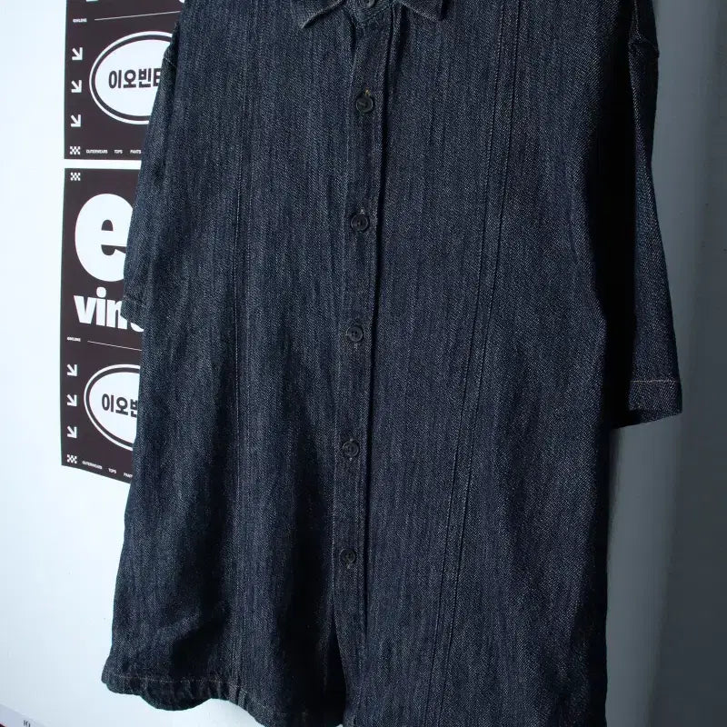 [BUNJANG] LEMAIRE Unbranded Denim Shirt / (F) 르메이 반팔셔츠 남방 데님 청 무지 아메카지-H34475