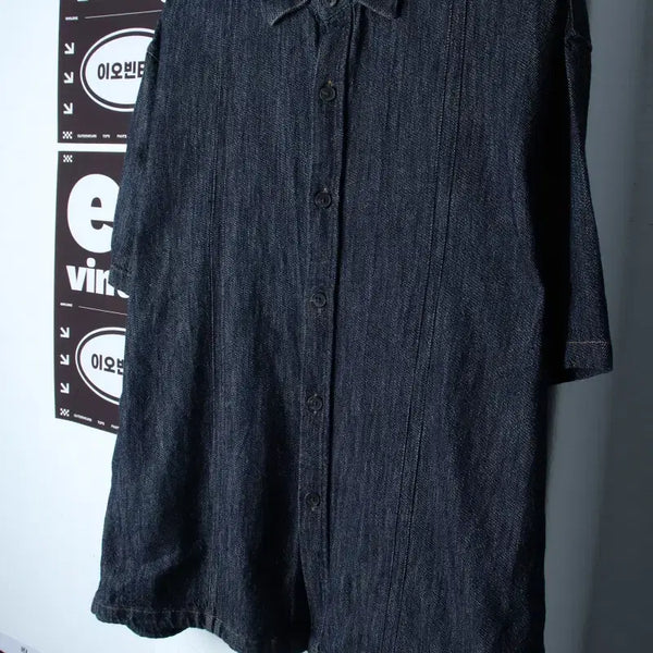 [BUNJANG] LEMAIRE Unbranded Denim Shirt / (F) 르메이 반팔셔츠 남방 데님 청 무지 아메카지-H34475