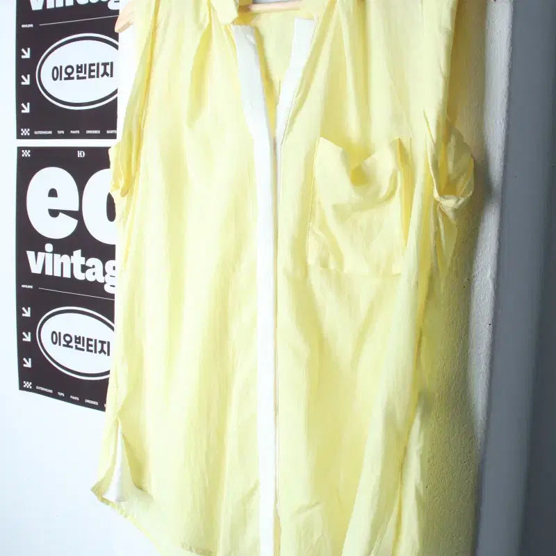 [BUNJANG] JUKE Short Sleeve Shirt / W(M-L) 주크 쥬크 반팔셔츠 남방 블라우스 민소매 노랑-H34479