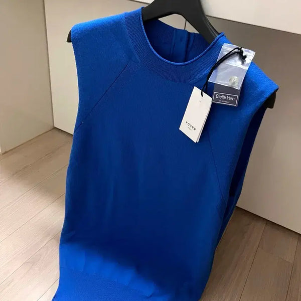 [BUNJANG] Form Studio Merino Wool 100% Sleeveless Knit Top / 새) 21년 한섬 폼스튜디오 메리노울100 슬리브리스 니트 나시민소매블루