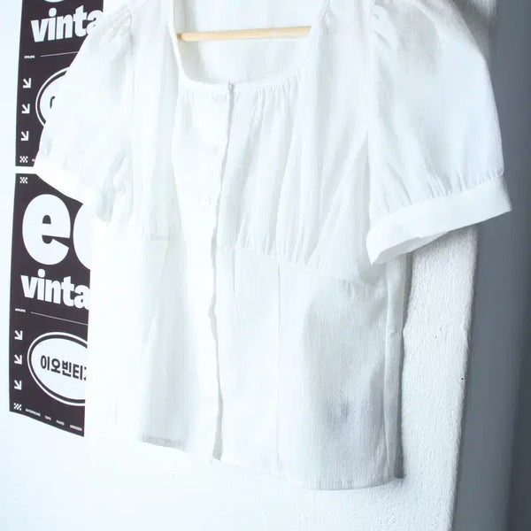 [BUNJANG] SPAO Solid Wide Neck Blouse - White / W(S) 스파오 반팔셔츠 남방 블라우스 와이드넥 무지 화이트-H34489