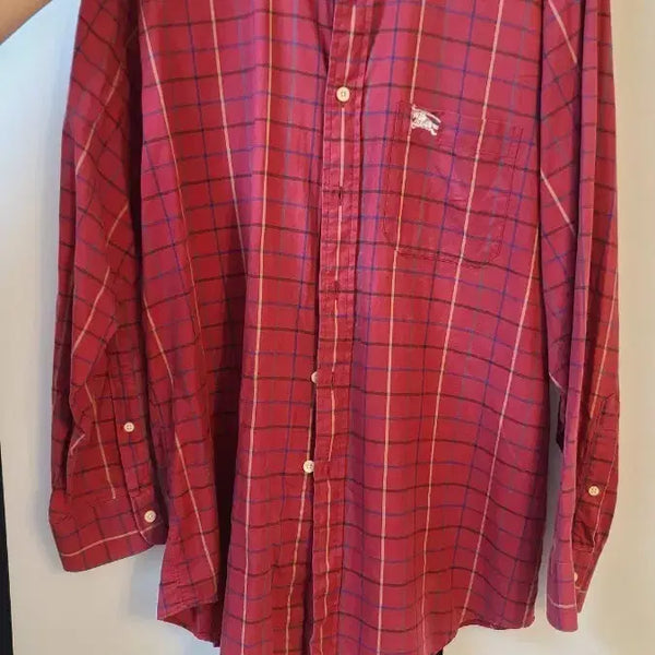 [BUNJANG] Burberry Check Shirt Red 105 / 버버리 체크 셔츠 남방 레드 105