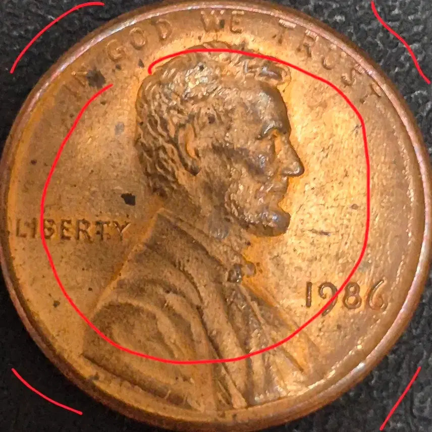 [BUNJANG] 1986 Lincoln Cent Rim Struck Error Coin / 1986년.  링컨 센트  림 압인 에러