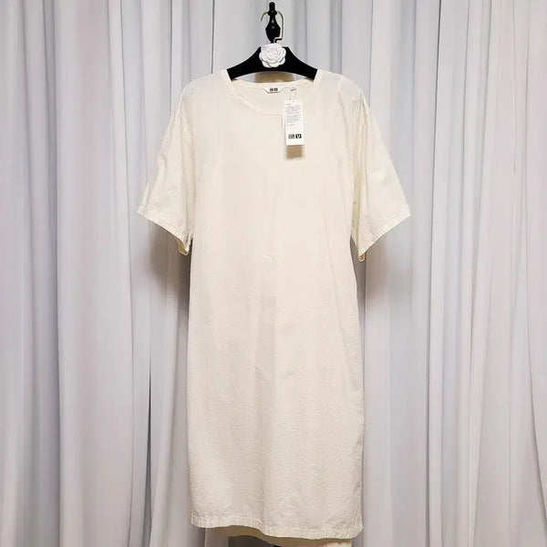 [BUNJANG] Uniqlo Seersucker Short Sleeve Dress / 유니클로 시어서커 반팔 원피스