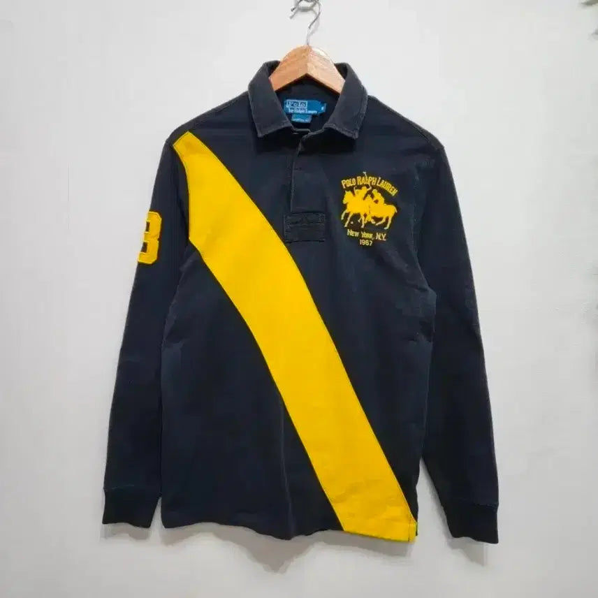 [BUNJANG] Polo Ralph Lauren Big Pony Elbow Patch Rugby Long Sleeve Shirt / 폴로 랄프로렌 빅포니 커스텀핏 엘보패치 럭비