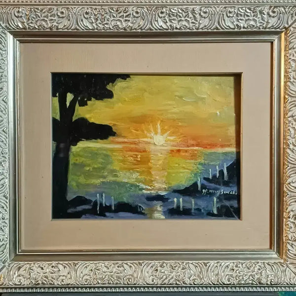 [BUNJANG] Cho Myung Sook 'For a Hopeful Tomorrow' Western Painting with Frame / 서양화 액자 조명숙 화가의 '희망찬 내일을 위하여'