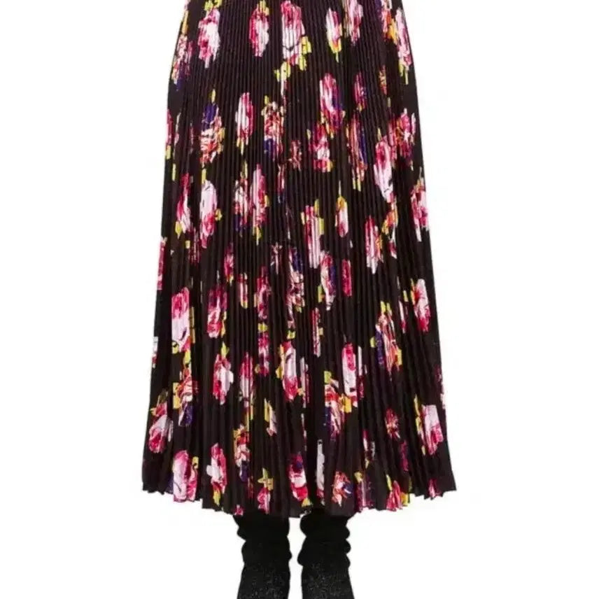 [BUNJANG] MSGM Rose Print Pleated Long Skirt Size 38 / MSGM 로즈 프린트 플리츠 롱 스커트 38사이즈