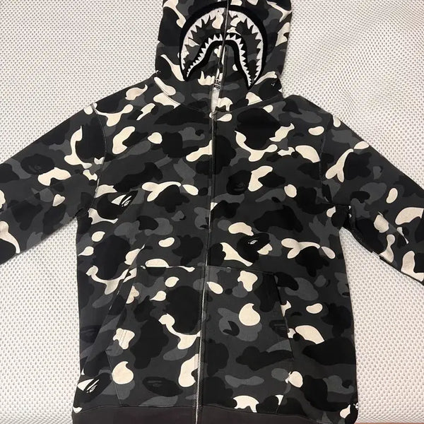 [BUNJANG] Bape City Camo Shark Full Zip Hoodie Black XL / (크림정품인증가능) 베이프 시티 카모 샤크 풀집 후드 블랙XL