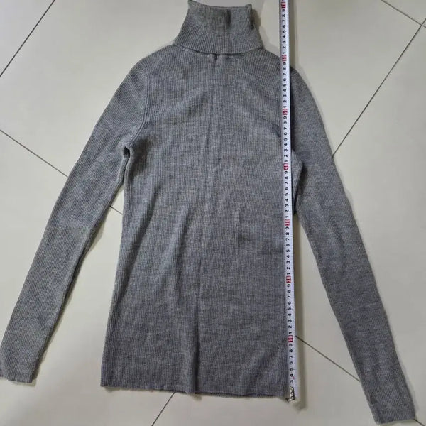 [BUNJANG] Uniqlo Ribbed Mock Neck Knit Grey / 유니클로 골지 목폴라 니트 그레이