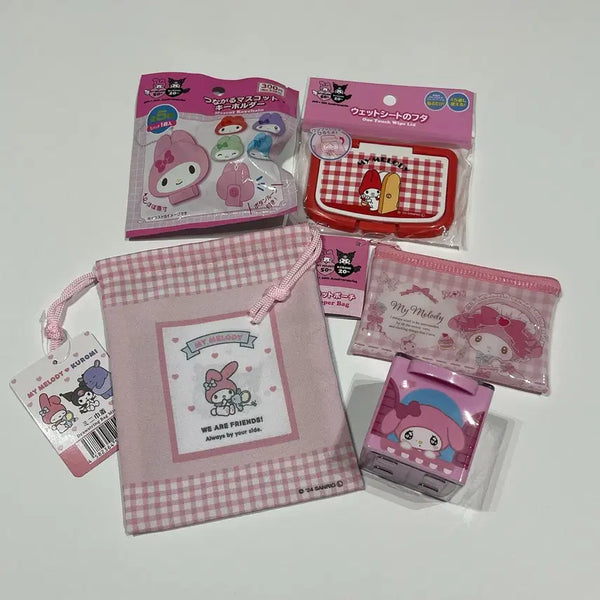 [BUNJANG] My Melody Bundle: Pouch, Wet Wipes Case, Storage Box, Random Keychain / [일괄] 마이멜로디 파우치 물티슈뚜껑 수납함 랜덤 키링 등
