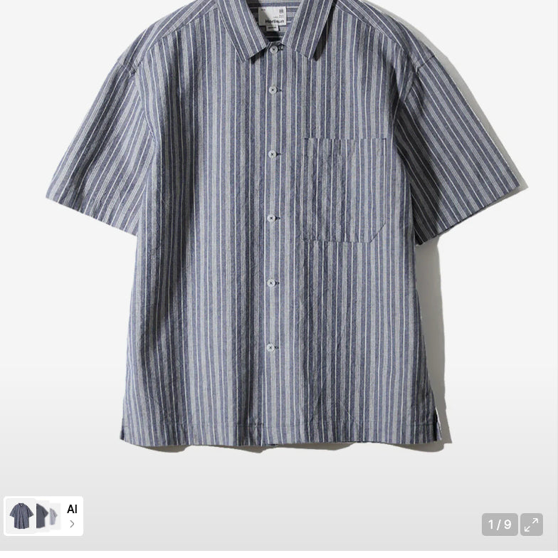 [BUNJANG] HOLY'S SUN Joshua Chambray Stripe Shirt Navy / [M] 홀리선 조슈아 샴브레이 스트라이프 셔츠 네이비