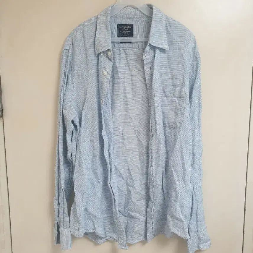 [BUNJANG] Abercrombie & Fitch Striped Linen Shirt Medium / 아베크롬비 스트라이프 린넨 셔츠 M