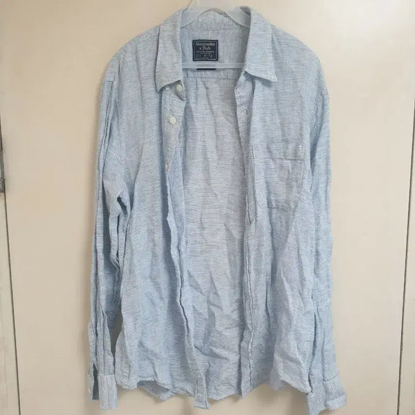 [BUNJANG] Abercrombie & Fitch Striped Linen Shirt Medium / 아베크롬비 스트라이프 린넨 셔츠 M