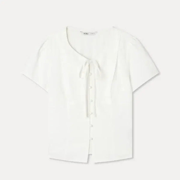 [BUNJANG] MISO Tie Pintuck Blouse (White) / 미쏘 타이 핀턱 블라우스(화이트)