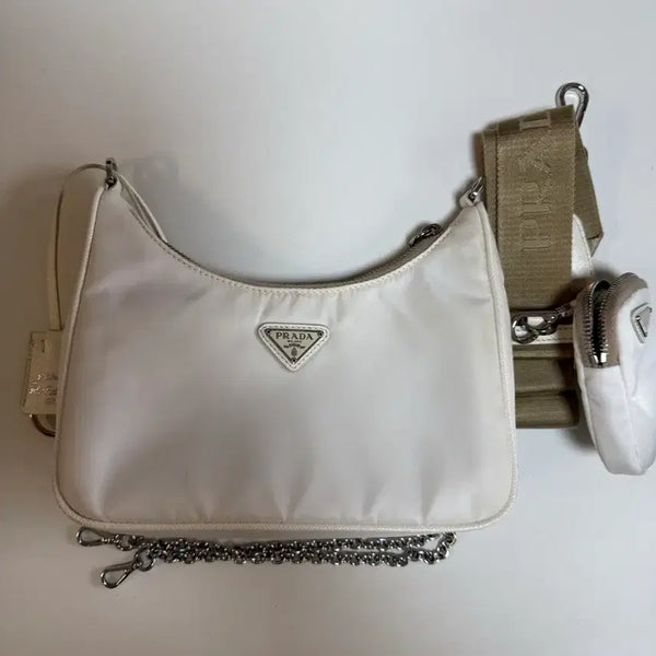 [BUNJANG] Prada Re-Nylon Tessuto Hobo Bag Chain Strap Crossbody Bag / 프라다 리나일론 테수토 호보백 체인 스트랩 크로스백 정품