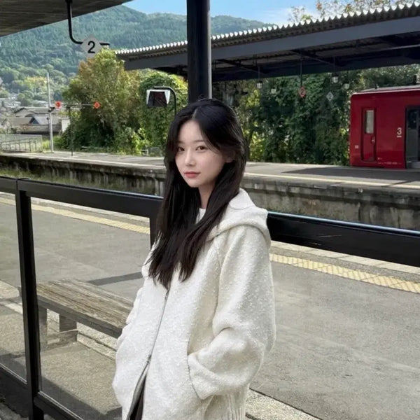 [BUNJANG] Yoonsulshop Snowy Hoodie Zip-up / 윤슬샵 스노위 후드집업