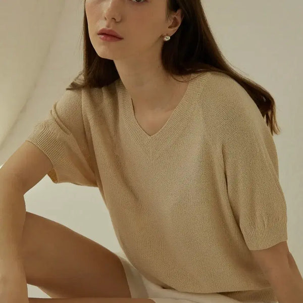 [BUNJANG] Mango Many Please Short Sleeve Knit / 망고매니플리즈 반팔 니트
