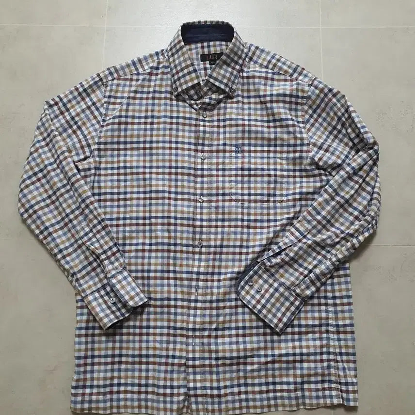 [BUNJANG] Daks Men's Long Sleeve Check Shirt Size 100 / 닥스(100) 긴팔 남방셔츠
