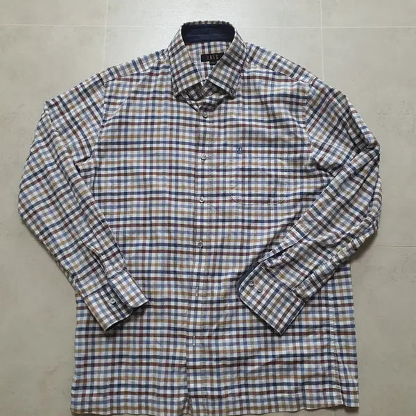 [BUNJANG] Daks Men's Long Sleeve Check Shirt Size 100 / 닥스(100) 긴팔 남방셔츠