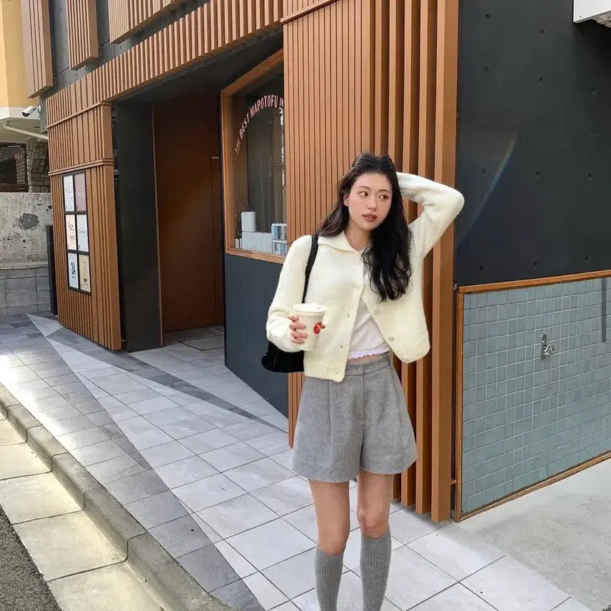 [BUNJANG] Le Plain Cashmere Shorts M Grey / 르플레인 캐시미어 쇼츠 그레이 m