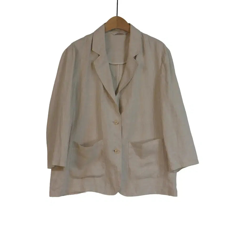 [BUNJANG] UNIT Linen Jacket Beige M / UNIT 마100 자켓 M 베이지 린넨 자켓