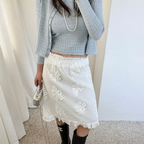 [BUNJANG] Bronze Couple Lace Punching Skirt / 브론즈부부 레이스펀칭 스커트