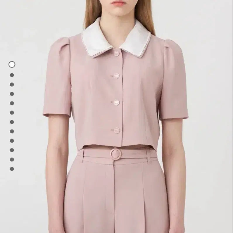 [BUNJANG] Kenneth Lady Cropped Blouse (Size 55) & List Slacks (Size 44) - Pink Set / 새상품) 케네스레이디 크롭 블라우스 55 + 리스트 슬랙스 44 핑크 셋