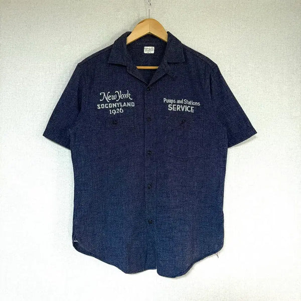 [BUNJANG] Freewheelers Archive "Socony" Chambray Short Sleeve Shirt / [16]프리휠러스 아카이브 "SOCONY" 샴브레이 반팔 셔츠