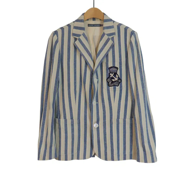 [BUNJANG] Ralph Lauren Linen Stripe Blazer Jacket / RALPH LAUREN 스트라이프 자켓 S 린넨룩 블레이저