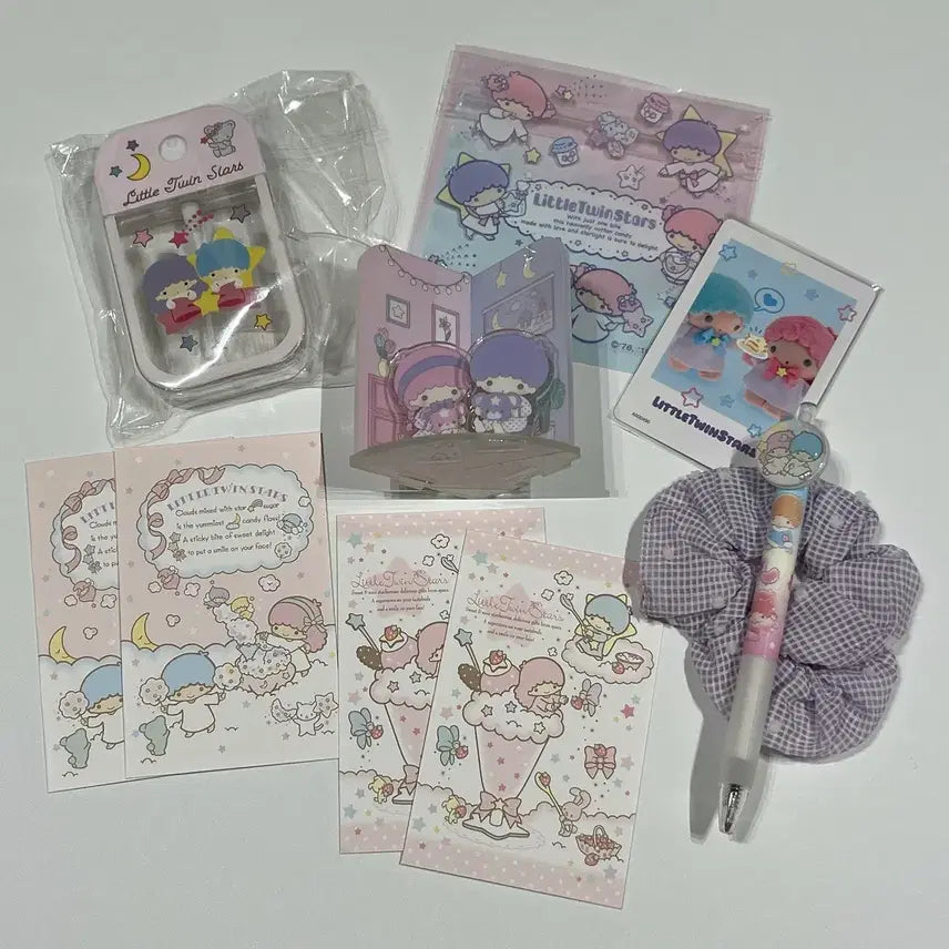 [BUNJANG] Little Twin Stars Bundle Set - Vintage Envelopes, Ballpoint Pens, Acrylic Ornaments / [일괄] 리틀트윈스타 공병 고전봉투 볼펜 아크릴소품 등