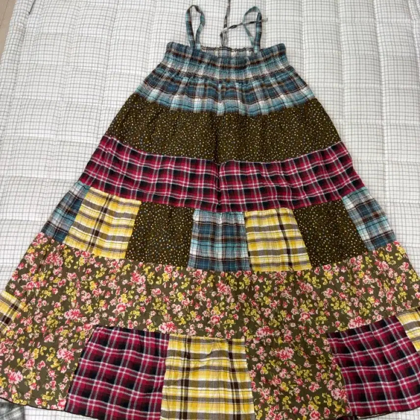 [BUNJANG] Cocomori Suzuko Kame Patchwork Midi Dress / 코코모리/스즈코/카메