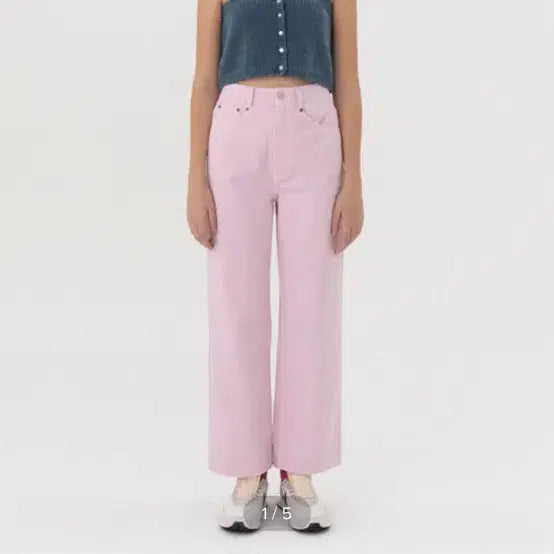 [BUNJANG] Via Plain Wide Pink Denim Pants (M Size) / 비아플레인 와이드 핑크 데님 팬츠 M사이즈