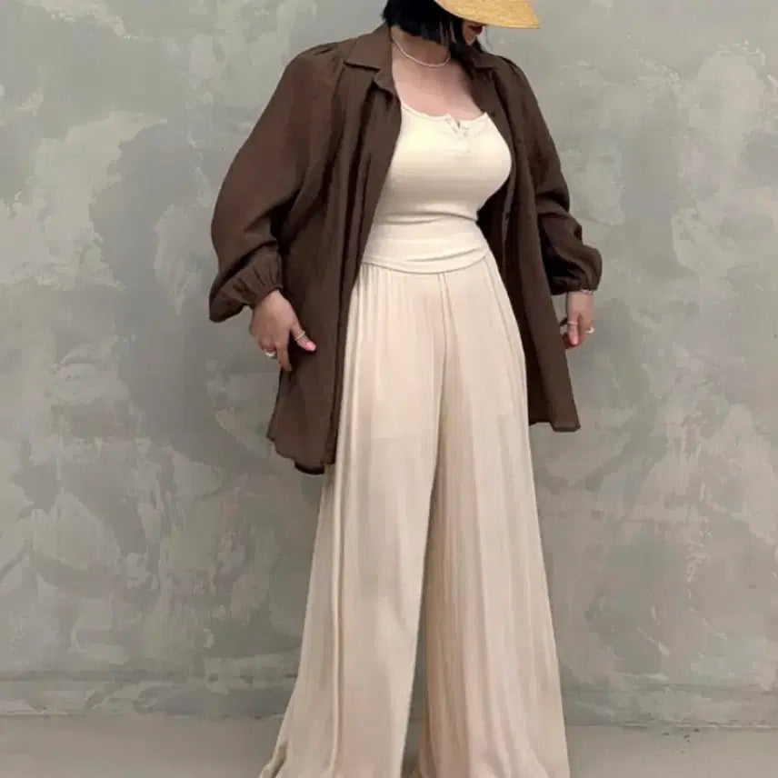 [BUNJANG] JinBani Chadri Summer Beach String Shirt - Brown / <새상품> 진바니 챠드리 썸머비치 끈셔츠 <브라운>