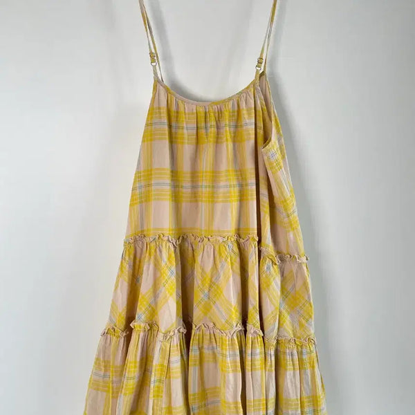 [BUNJANG] Commonly Tartan Check Bustier Ruffle Dress Size 55 / 호주구입 커먼리 체크 뷔스티에 캉캉 원피스 55