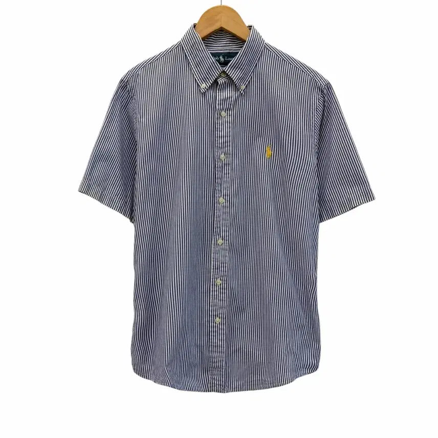 [BUNJANG] Polo Ralph Lauren Striped Short Sleeve Shirt Navy & White (M) / 폴로 랄프로렌 줄무늬 반팔 셔츠 네이비&화이트 (M)
