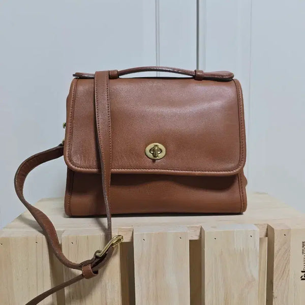 [BUNJANG] Old Coach 9870 Y2K 2-Way Shoulder Bag Brown Leather / 올드 코치 9870 Y2K 2way 숄더백 브라운 레더