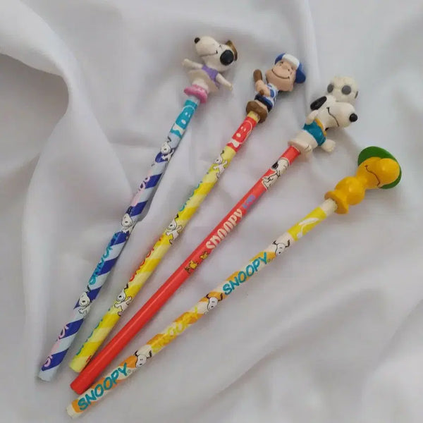[BUNJANG] Vintage Snoopy Pencil Set - Classic Peanuts Barn Sohn Figure Pencils / 빈티지 스누피 인형 연필 세트 / 옛날 피너츠 바른손 고전 피규어 연필